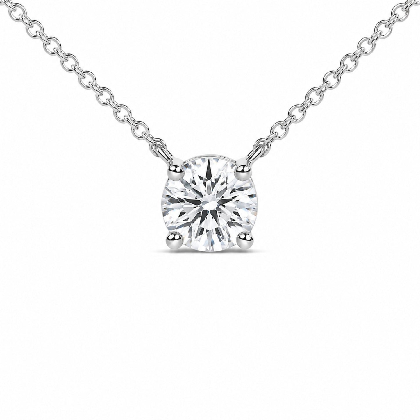 14K White Gold 1.00 Cttw Lab Grown Diamond Solitaire Pendant