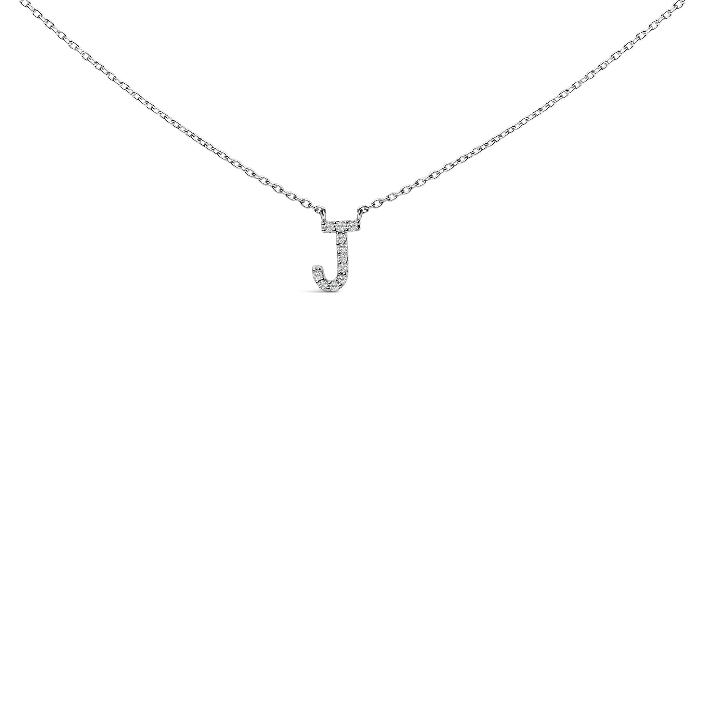 10K White Gold Diamond Accent "A" Block Initial Pendant Necklace