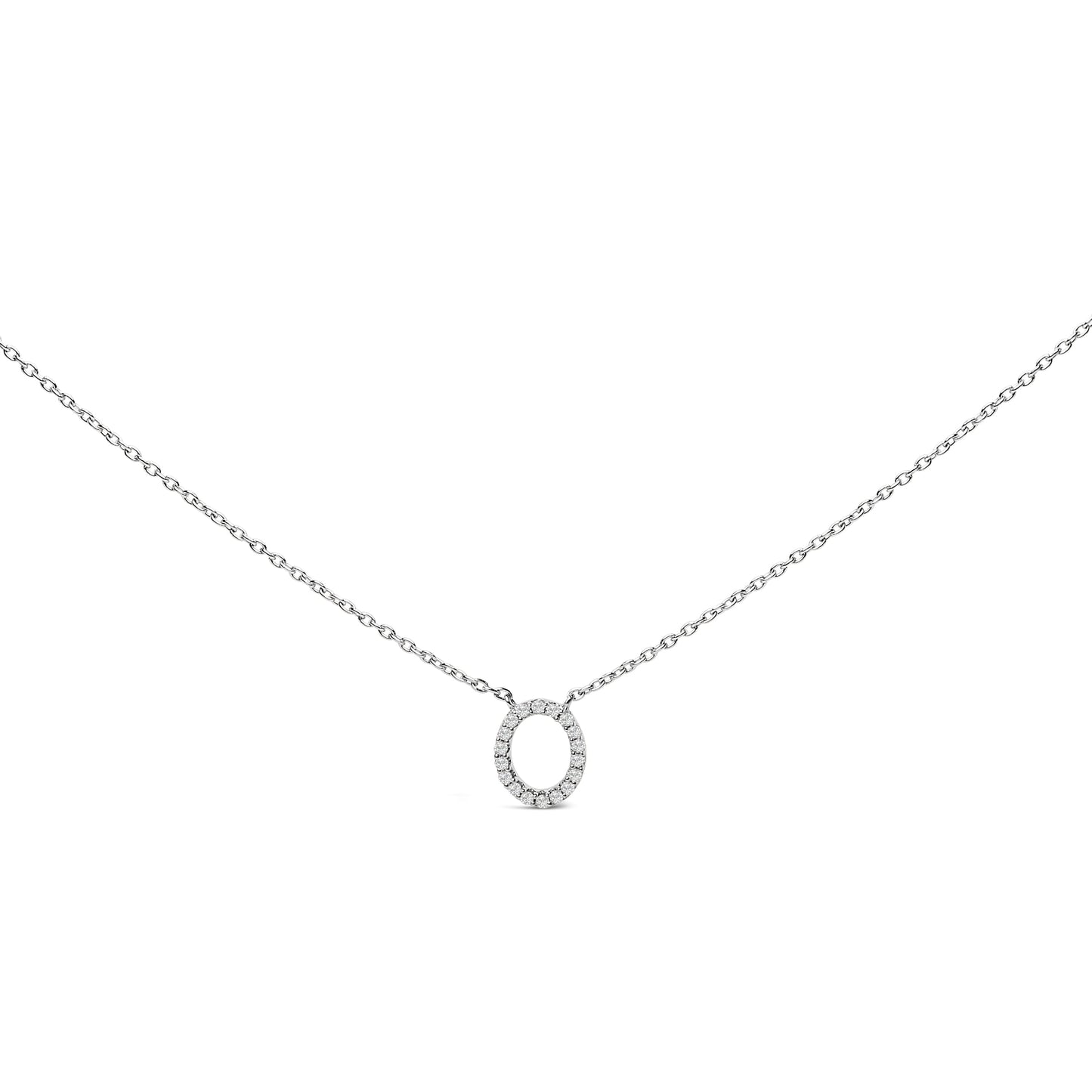 10K White Gold Diamond Accent "A" Block Initial Pendant Necklace