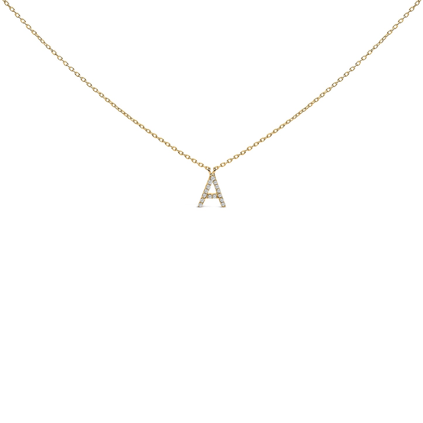 10K White Gold Diamond Accent "A" Block Initial Pendant Necklace