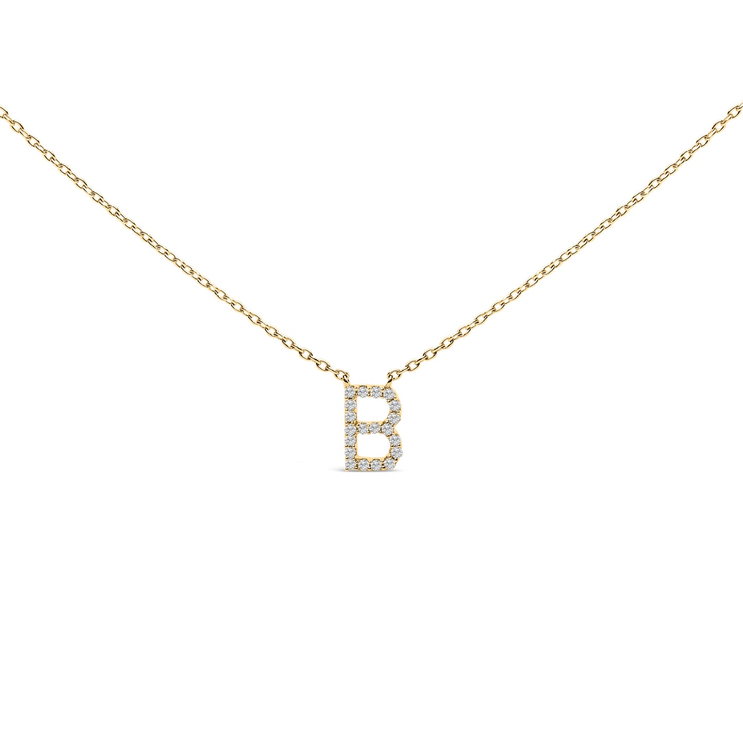 10K White Gold Diamond Accent "A" Block Initial Pendant Necklace
