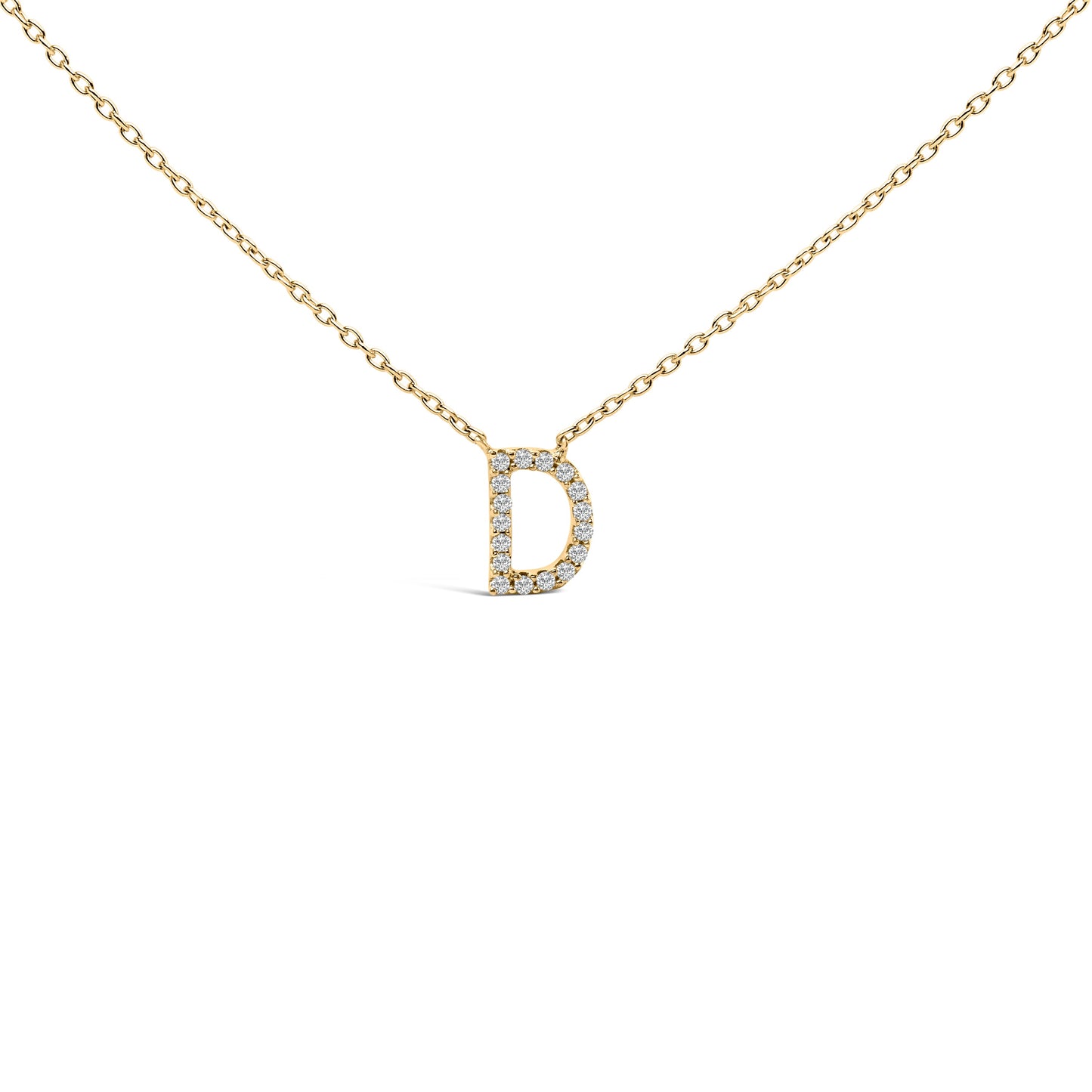 10K White Gold Diamond Accent "A" Block Initial Pendant Necklace