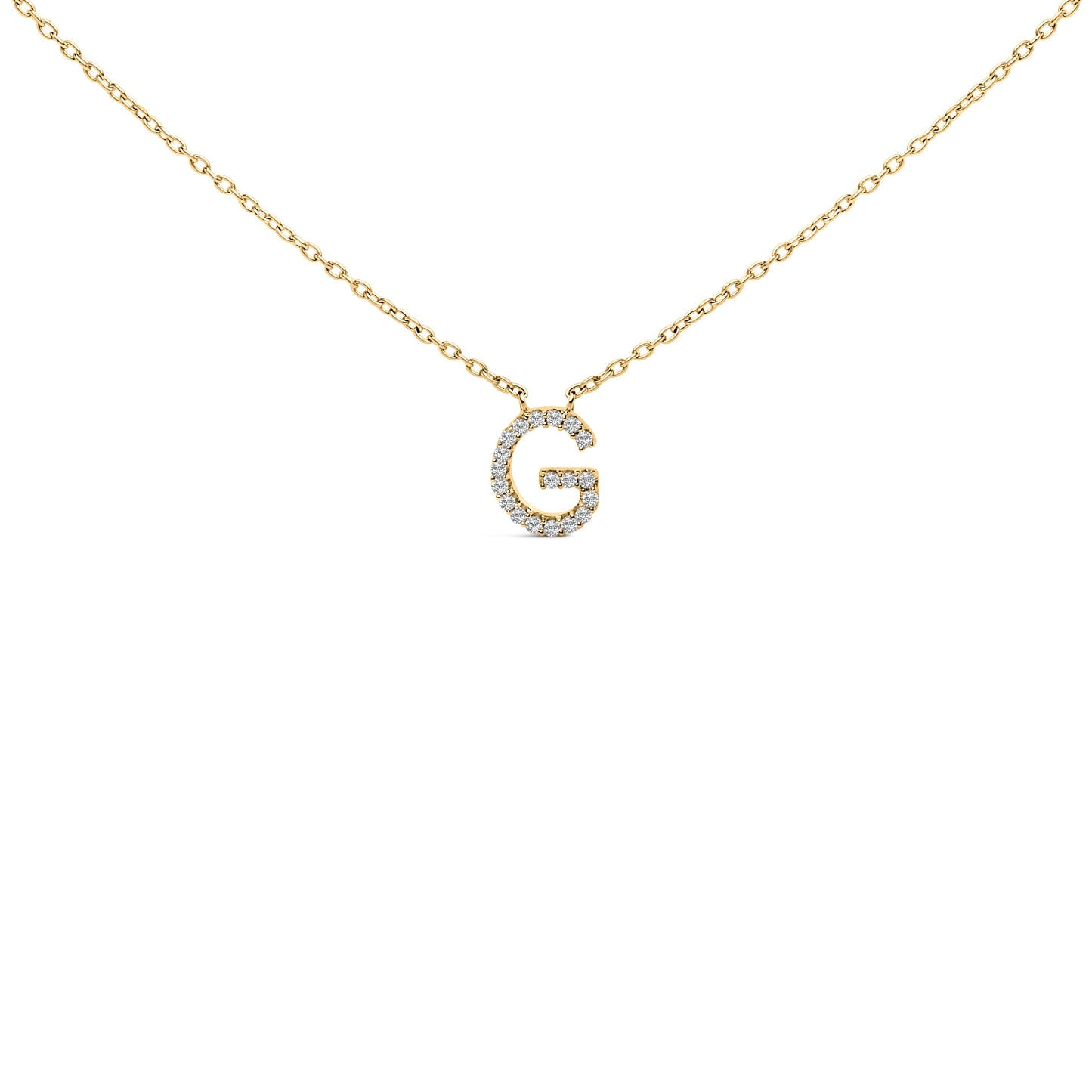 10K White Gold Diamond Accent "A" Block Initial Pendant Necklace