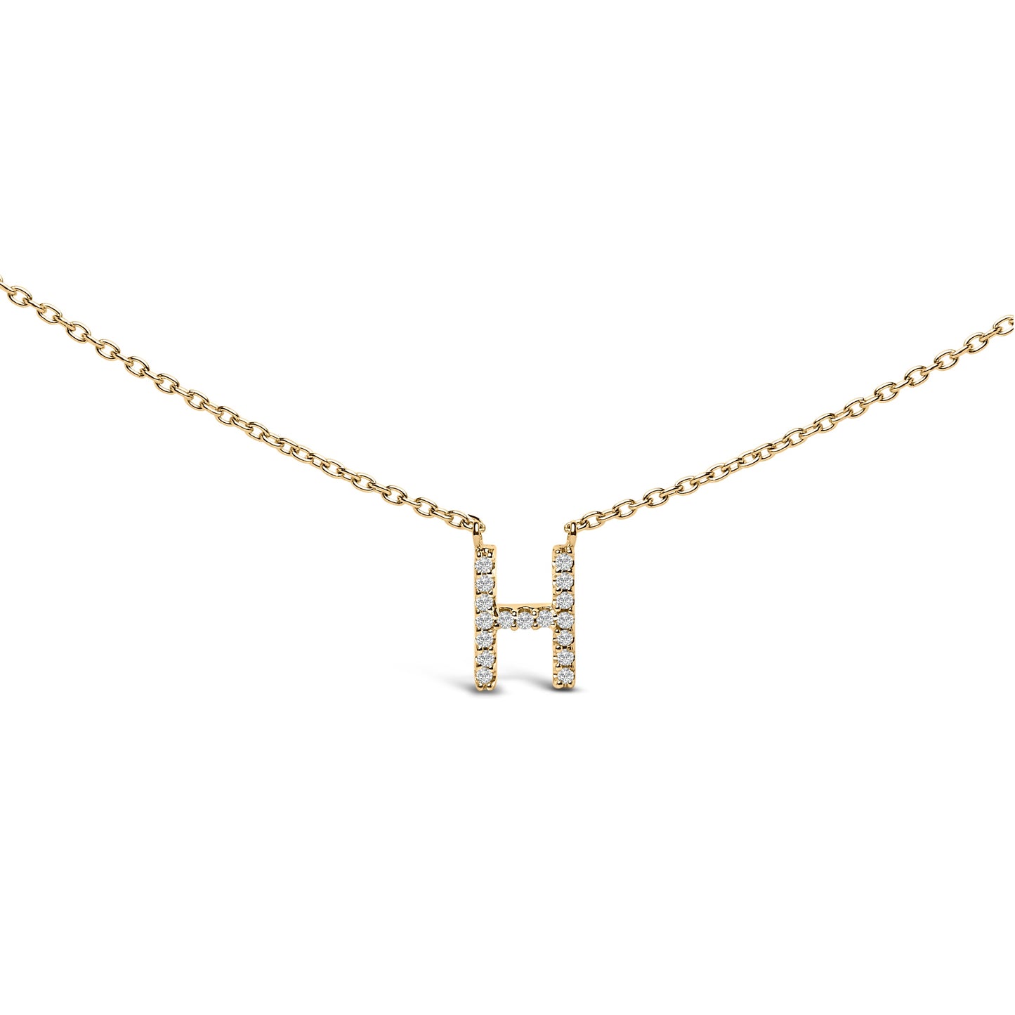 10K White Gold Diamond Accent "A" Block Initial Pendant Necklace