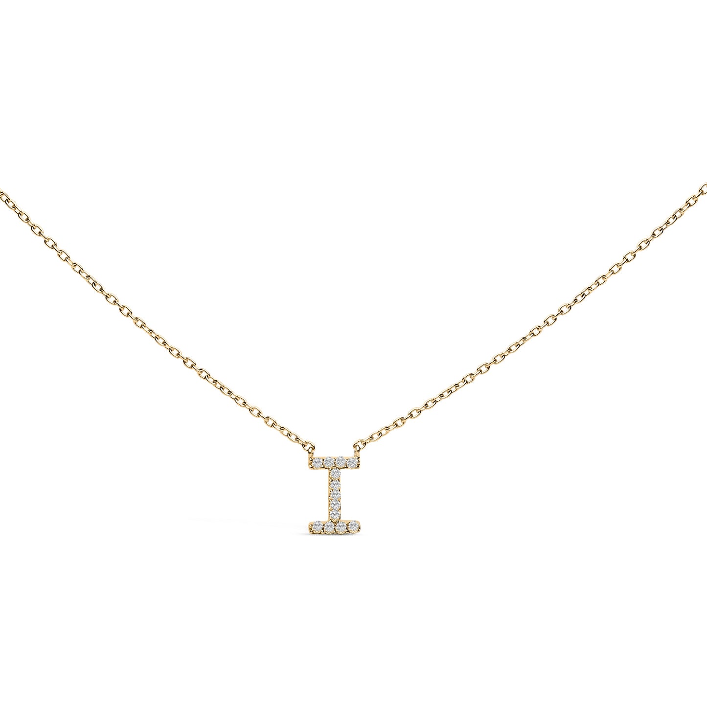 10K White Gold Diamond Accent "A" Block Initial Pendant Necklace