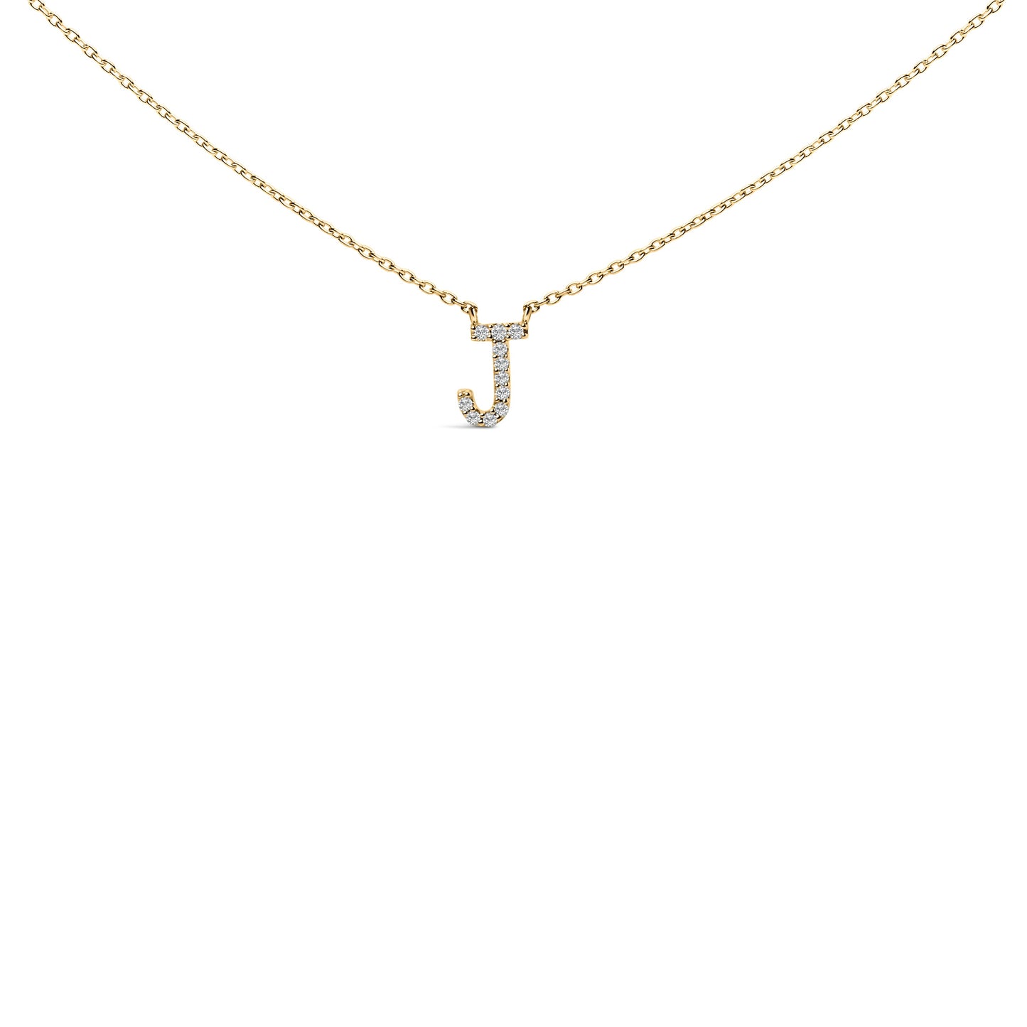 10K White Gold Diamond Accent "A" Block Initial Pendant Necklace