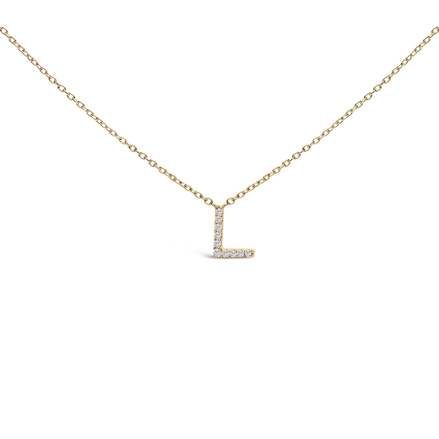 10K White Gold Diamond Accent "A" Block Initial Pendant Necklace
