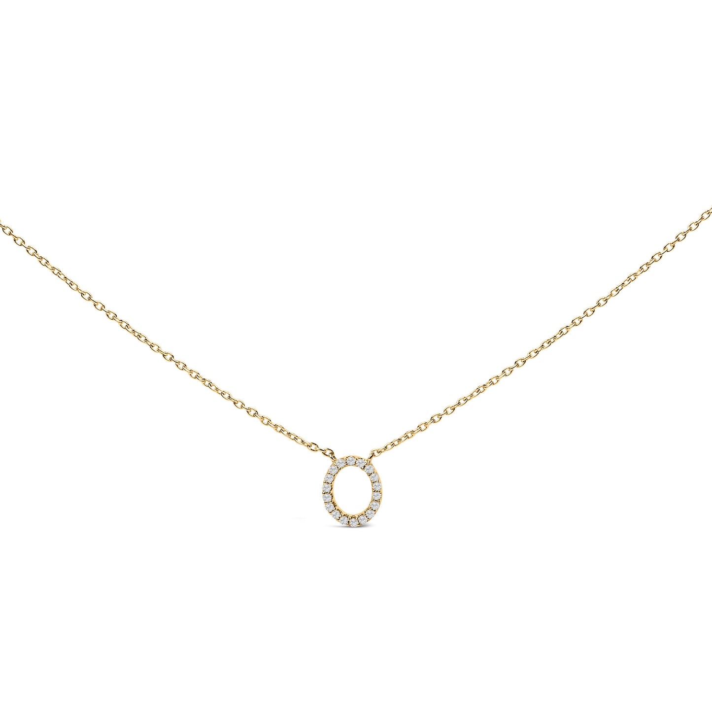 10K White Gold Diamond Accent "A" Block Initial Pendant Necklace