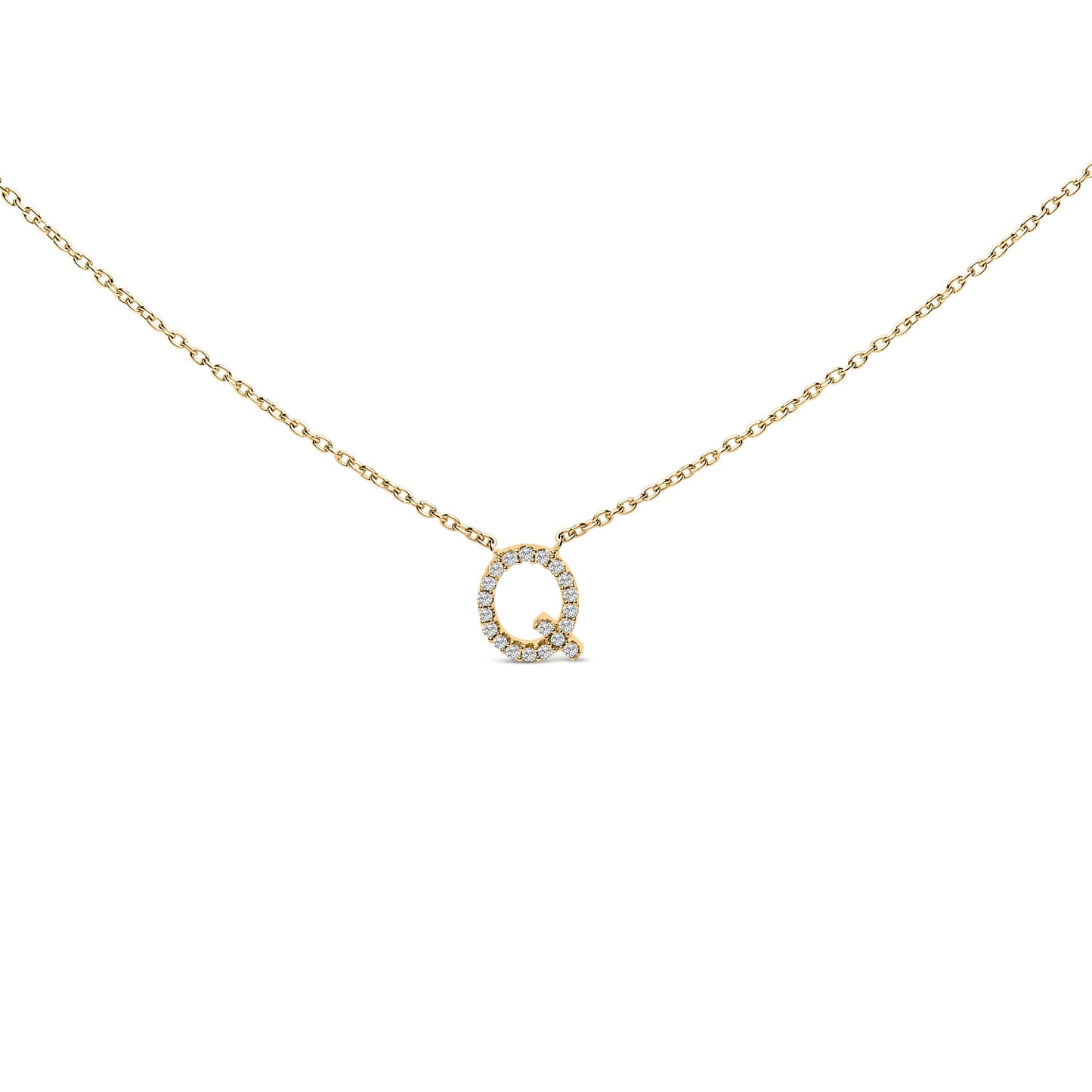10K White Gold Diamond Accent "A" Block Initial Pendant Necklace