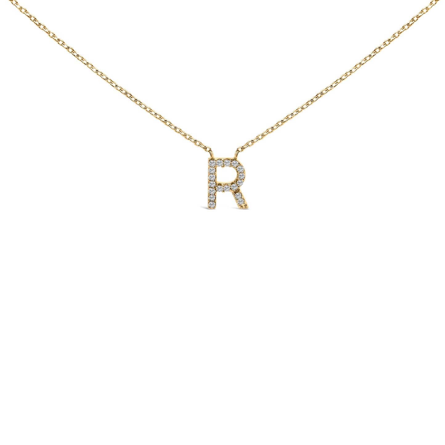 10K White Gold Diamond Accent "A" Block Initial Pendant Necklace