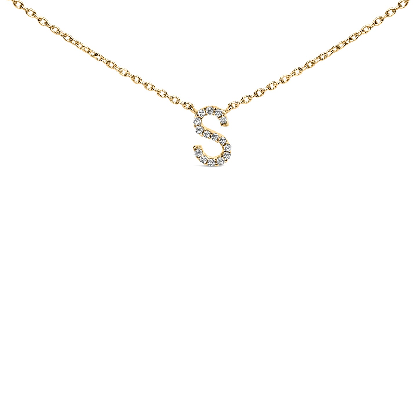 10K White Gold Diamond Accent "A" Block Initial Pendant Necklace