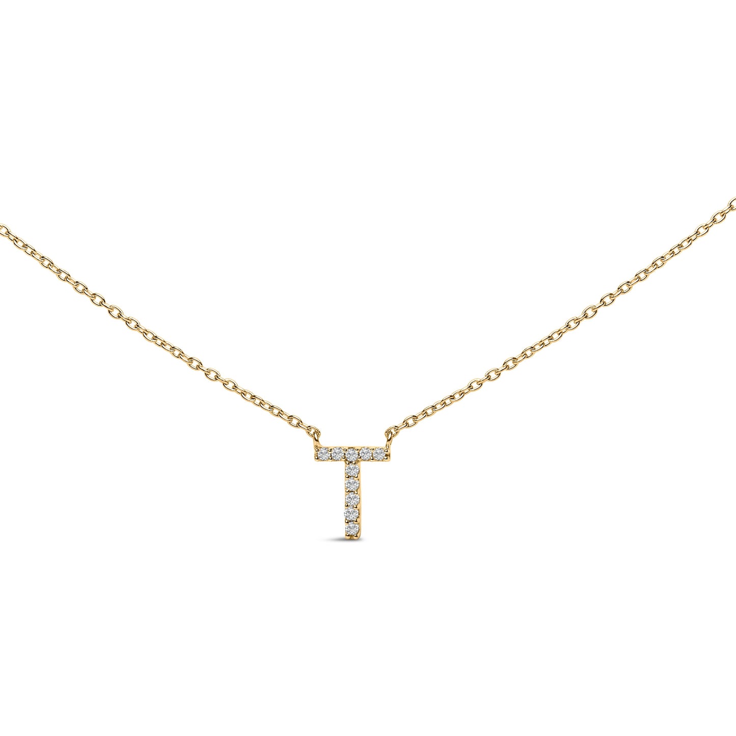 10K White Gold Diamond Accent "A" Block Initial Pendant Necklace