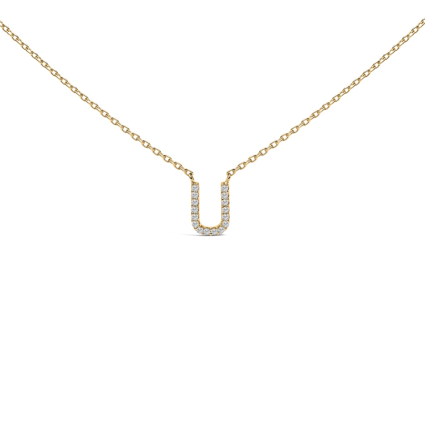 10K White Gold Diamond Accent "A" Block Initial Pendant Necklace