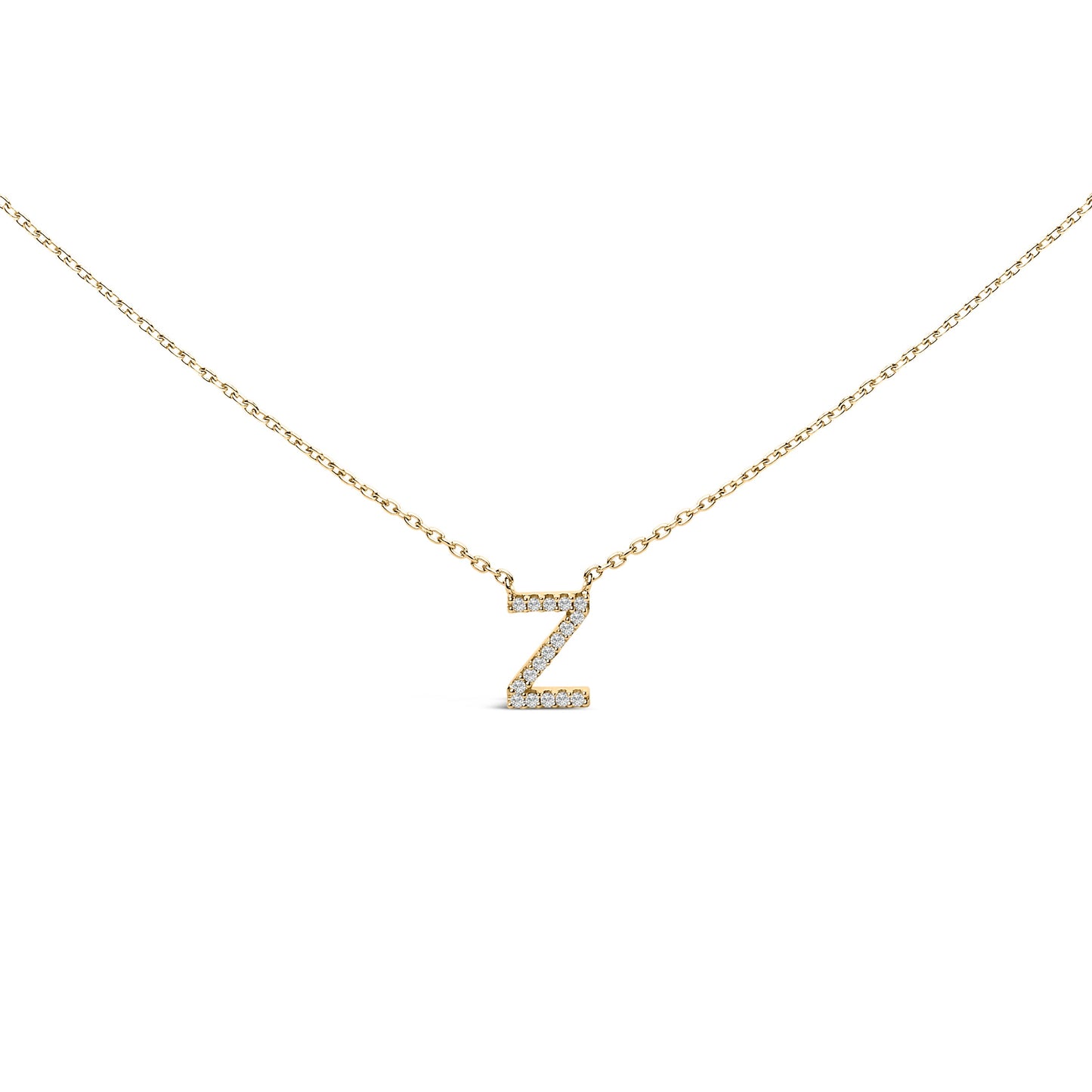 10K White Gold Diamond Accent "A" Block Initial Pendant Necklace