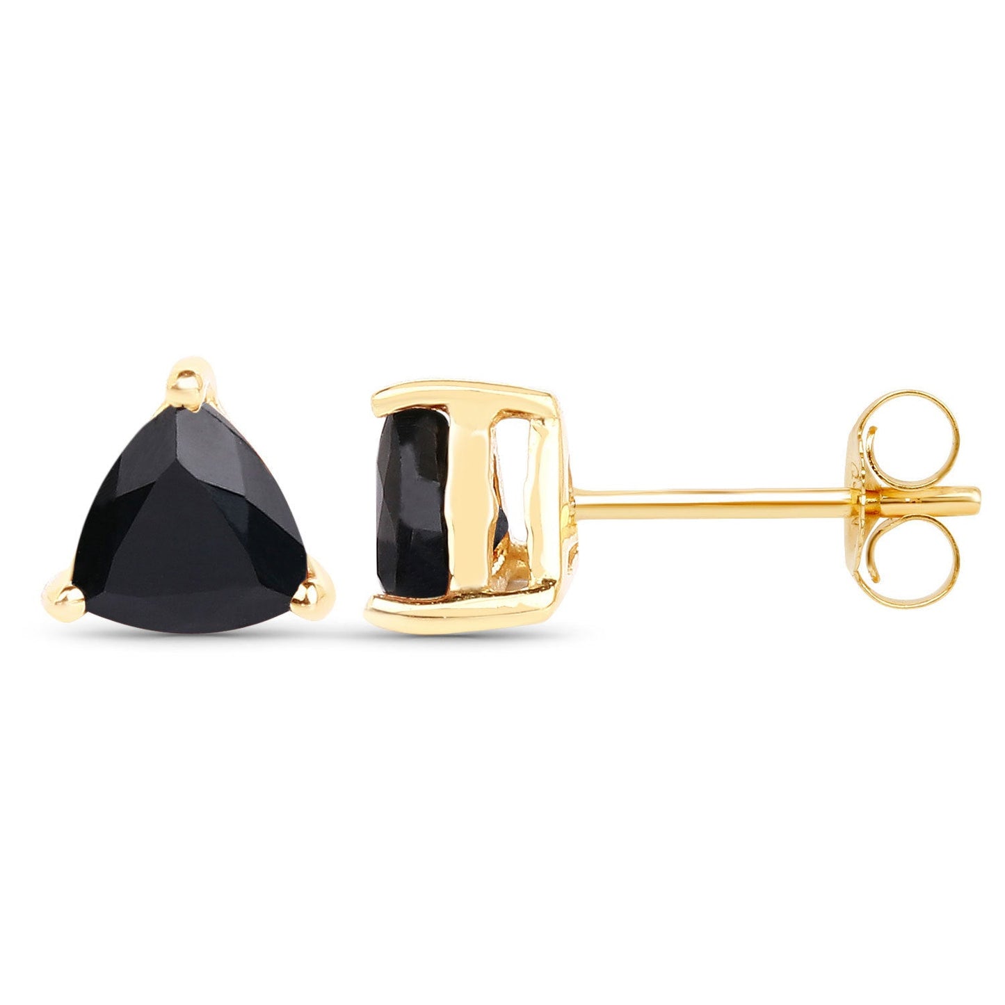 0.70 Carat Genuine Black Sapphire 14K Yellow Gold Earrings
