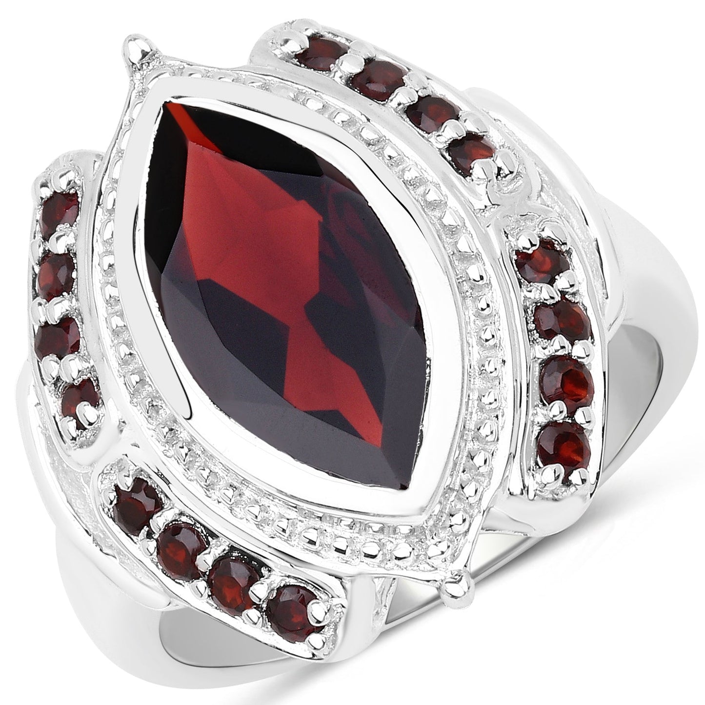 4.06 Carat Genuine Garnet .925 Sterling Silver Ring