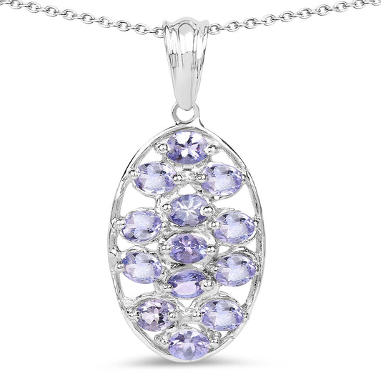 2.21 Carat Genuine Tanzanite .925 Sterling Silver Pendant