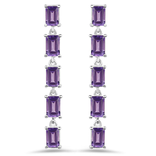 5.50 Carat Genuine Amethyst .925 Sterling Silver Earrings