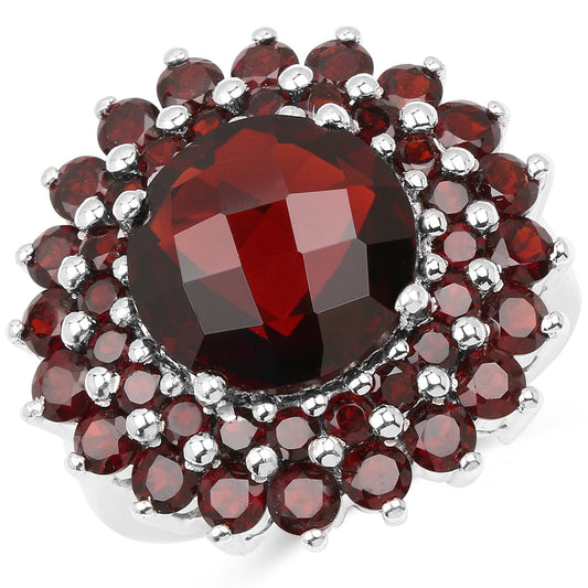 9.90 Carat Genuine Garnet .925 Sterling Silver Ring