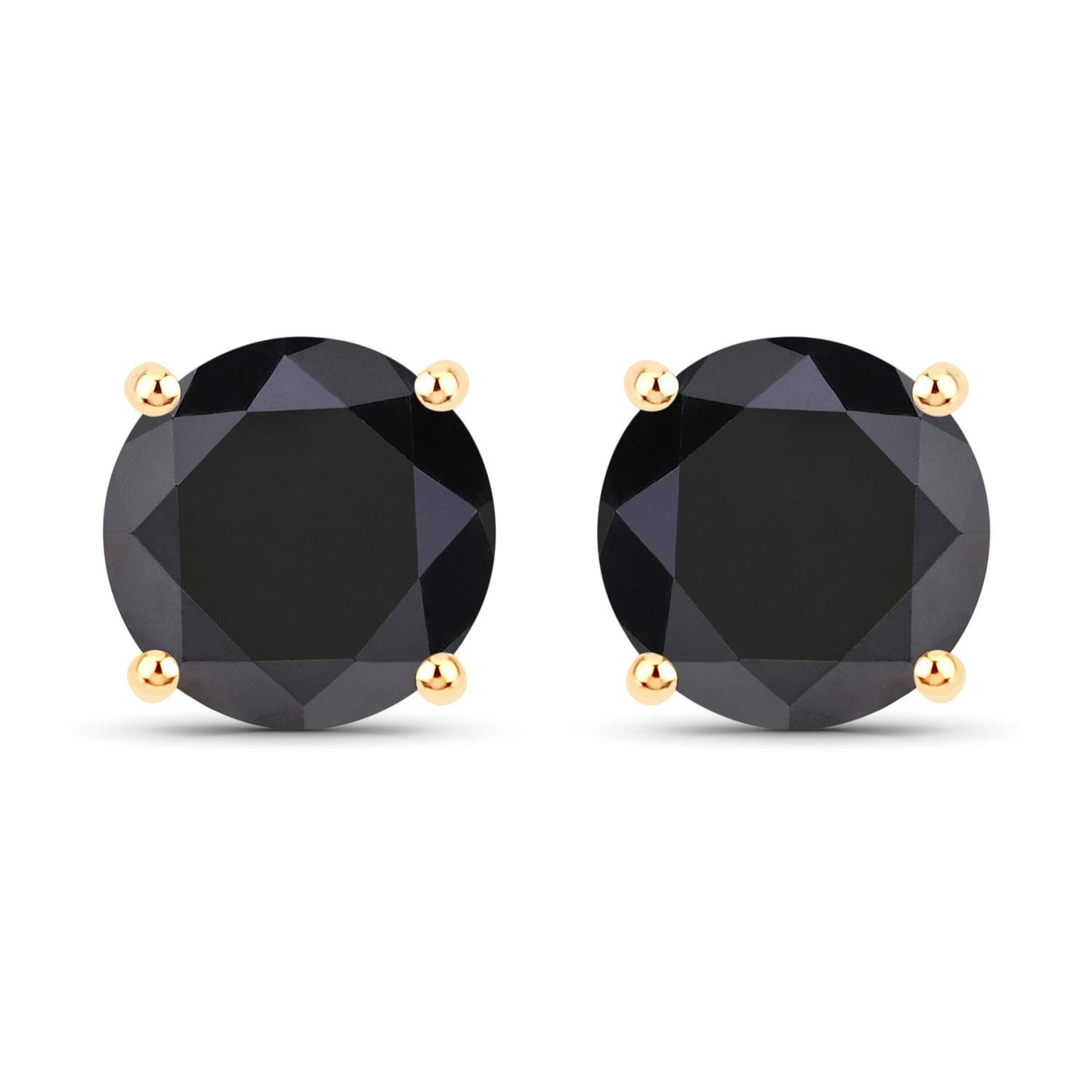 4.77 Carat Genuine Black Diamond 14K Yellow Gold Earrings