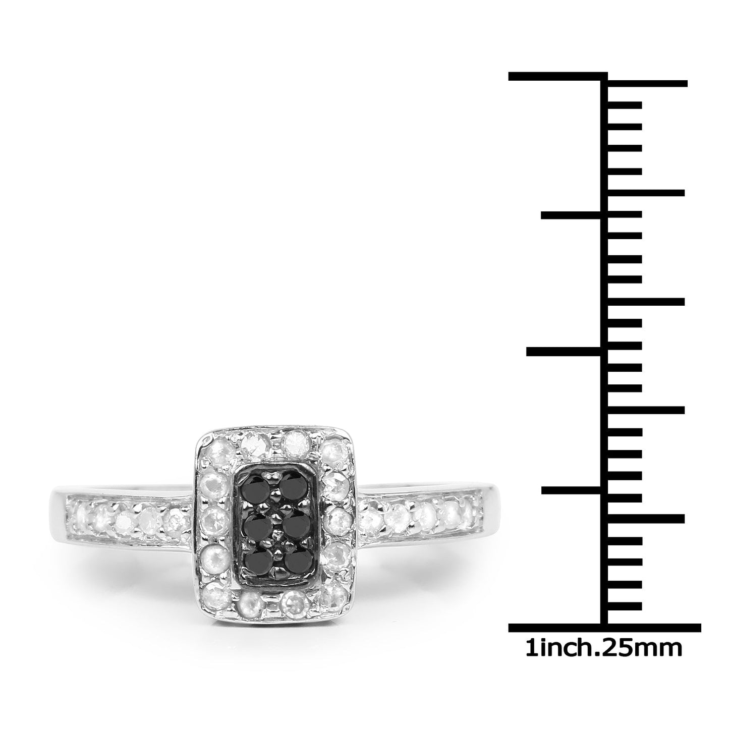 0.35 Carat Genuine Black Diamond and White Diamond .925 Sterling Silver Ring