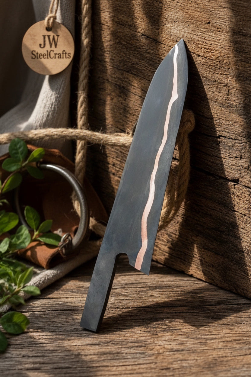 Blackout Trail Bull Cutter Blank Blade 12" Handmade San Mai Steel