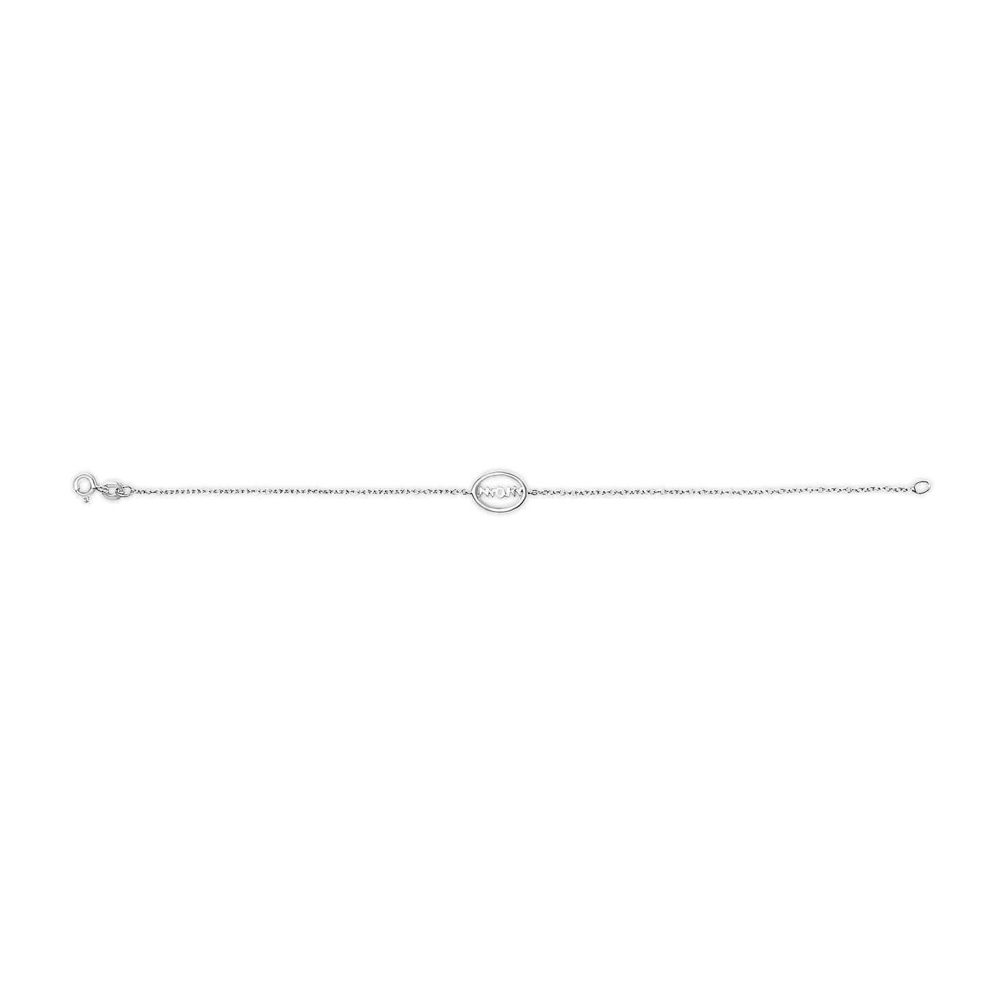 .925 Sterling Silver Diamond Accent MOM Charm Bracelet (J-K Color, I2-I3 Clarity) - 7" Inches