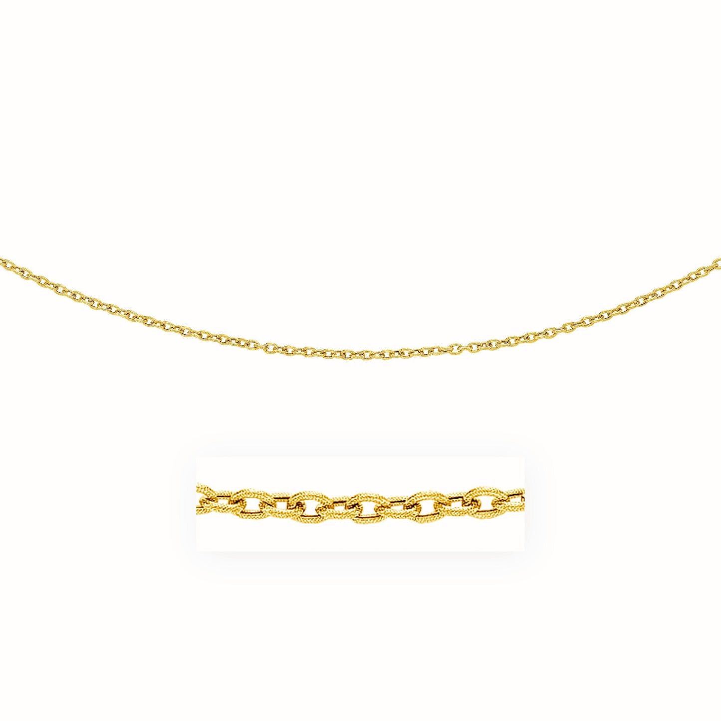 3.5mm 14k Yellow Gold Pendant Chain with Textured Links