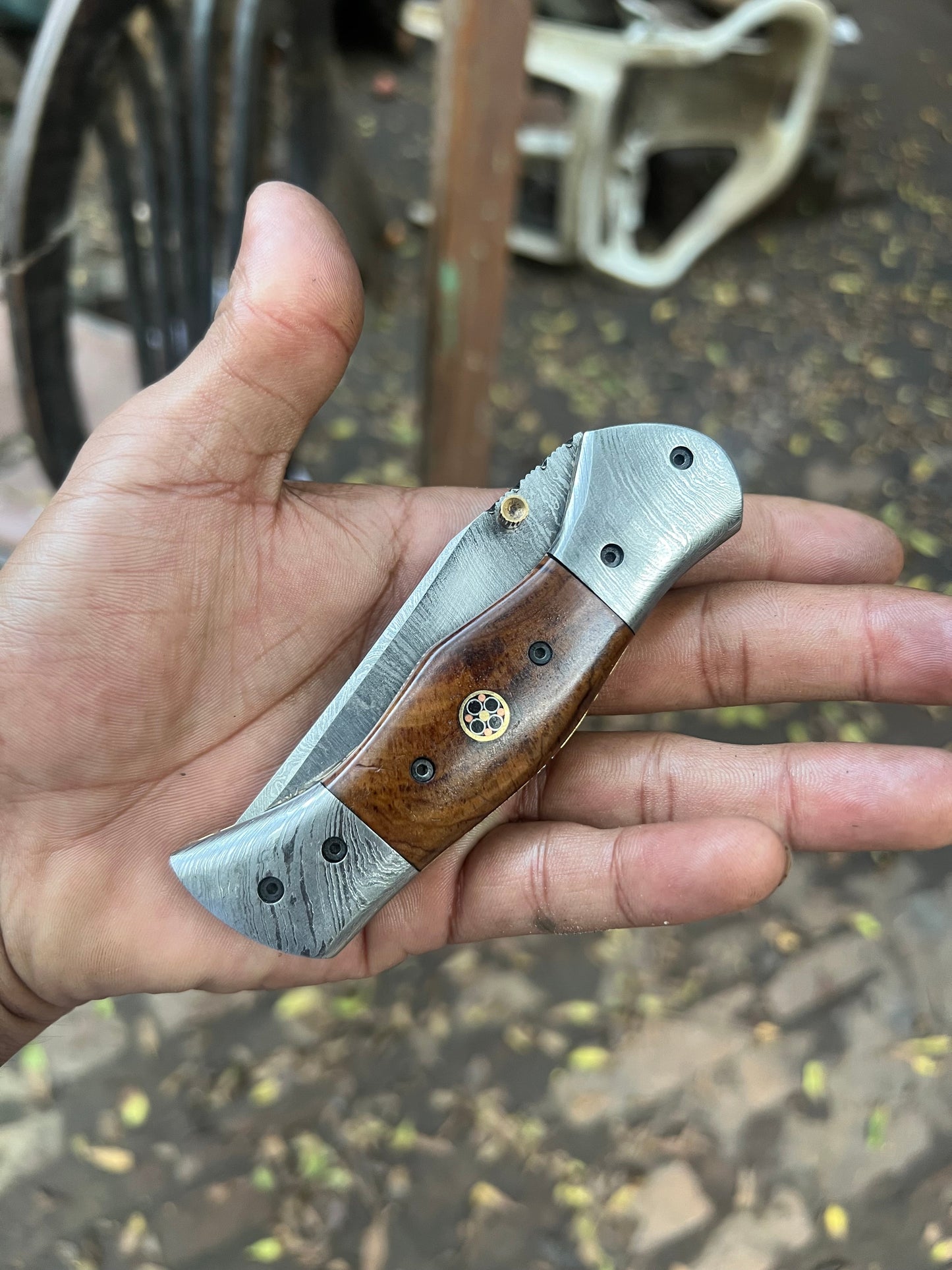 Rosewood Trail Folder Knife 6" Handmade Rosewood Handle EDC Folder