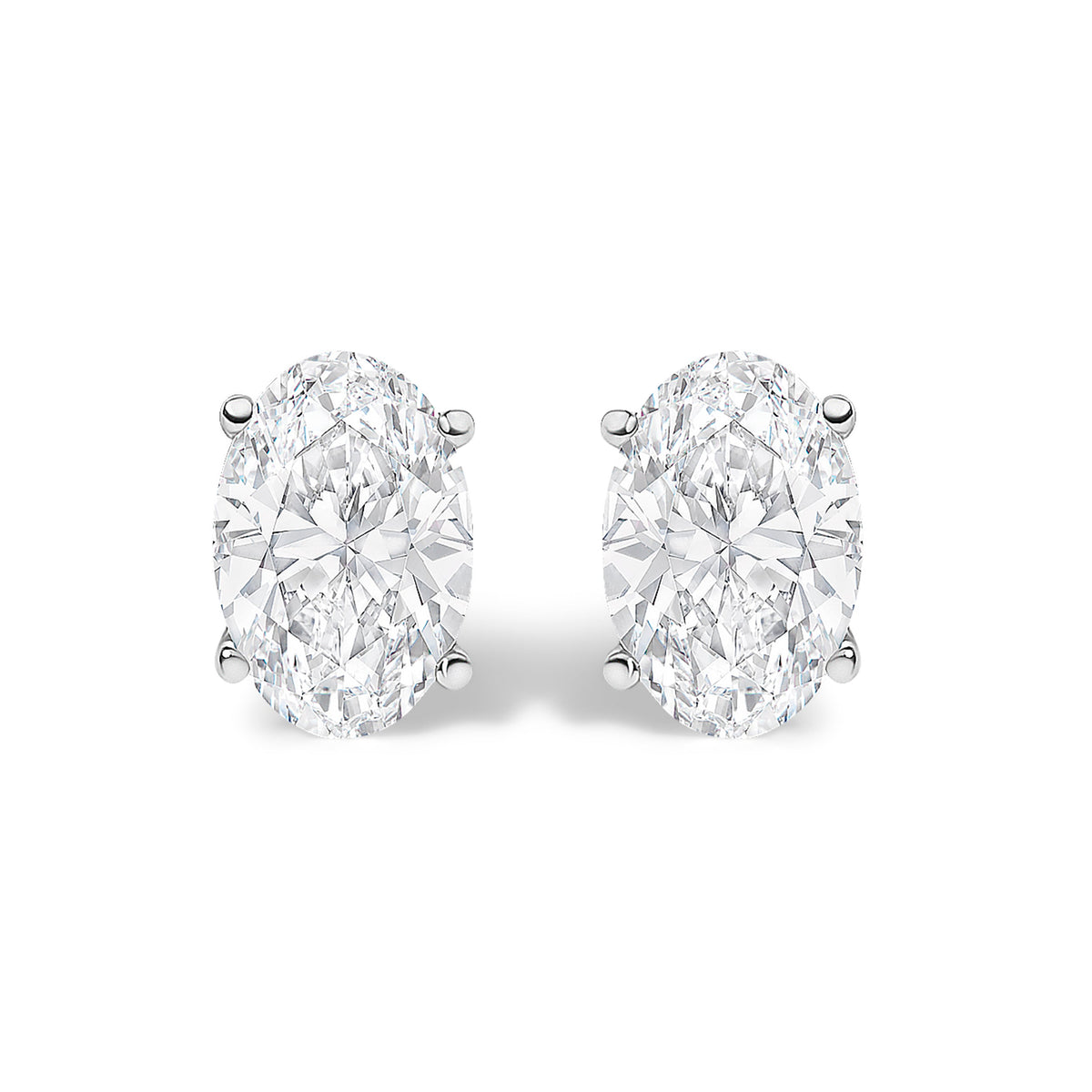 14K White Gold 1.00 Cttw Lab Grown Oval Solitaire Diamond Stud Earrings