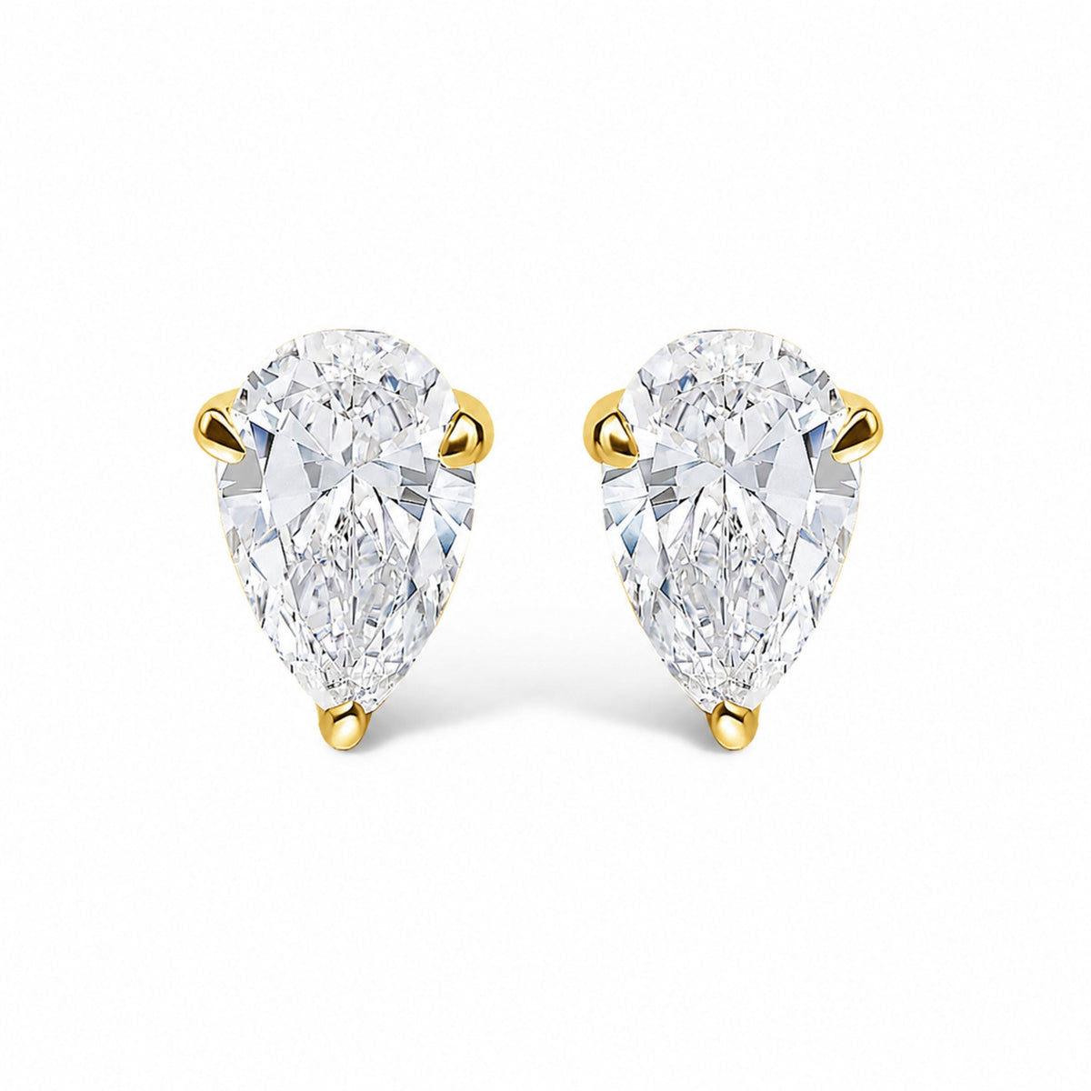 14K White Gold 1.00 Cttw Lab Grown Pear Shaped Solitaire Diamond Stud Earrings
