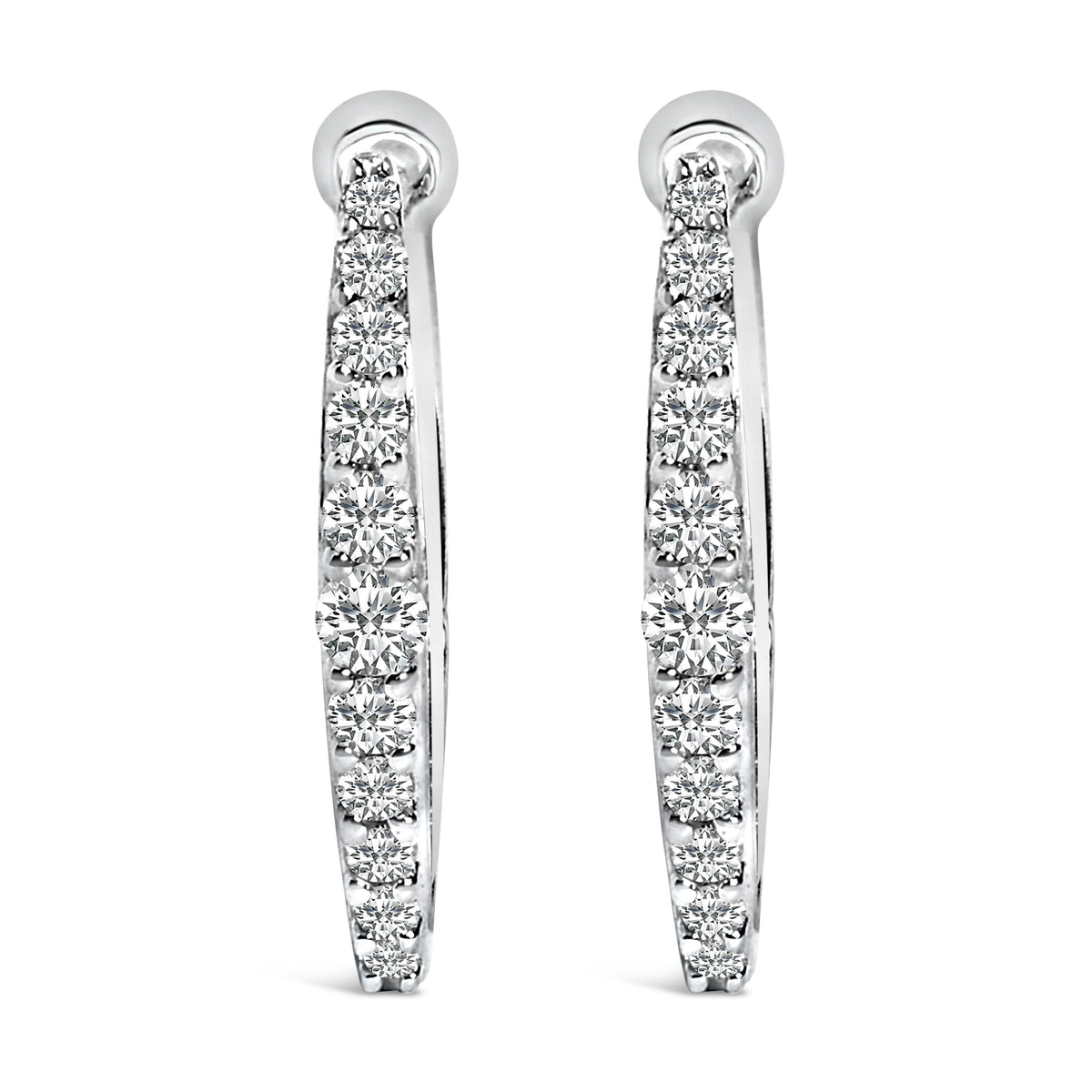 10K White Gold 1/4 Cttw Lab Grown Diamond Heart Shaped Huggy Hoop Earrings