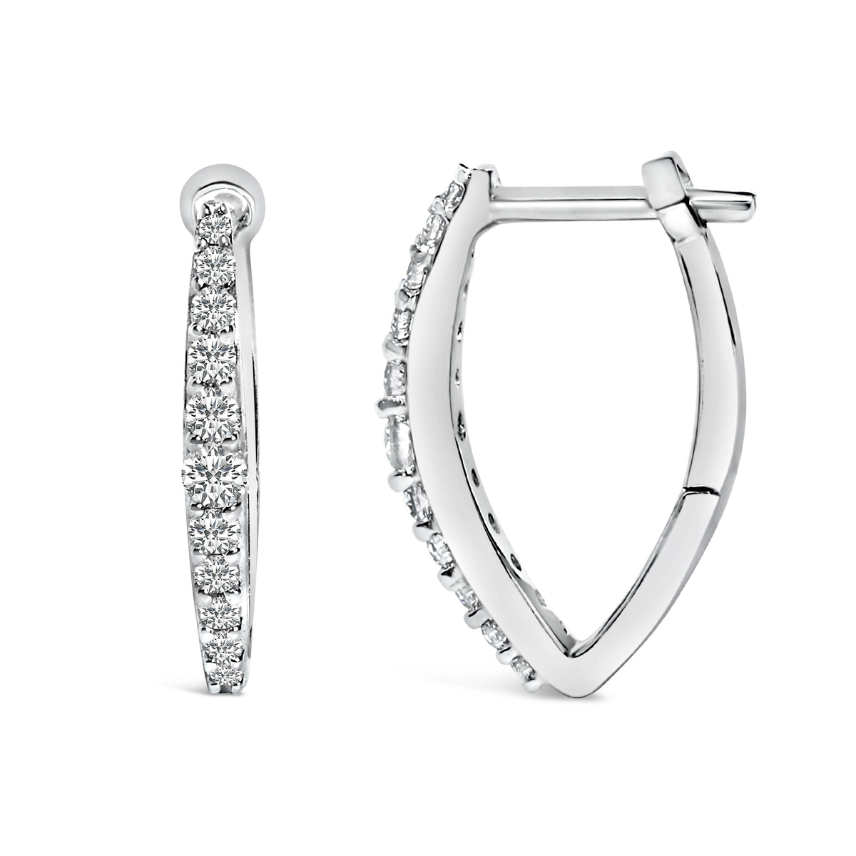 10K White Gold 1/4 Cttw Lab Grown Diamond Heart Shaped Huggy Hoop Earrings