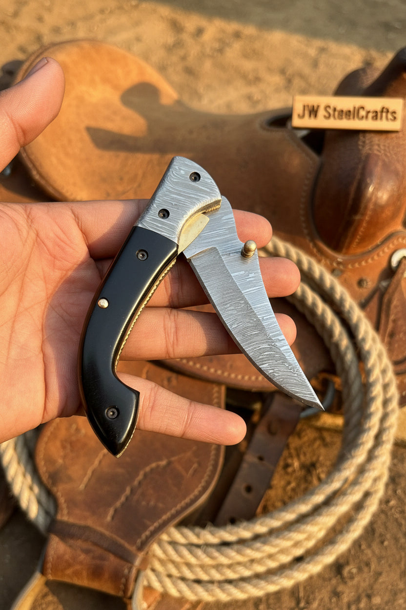 Darkridge Talon Folder Knife 8" Handmade Damascus Steel Hawkbill Blade