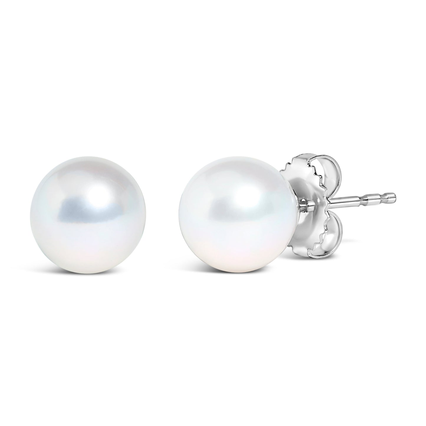 14k White Gold 5-5.5MM Akoya Cultured Pearl Solitaire Stud Earrings