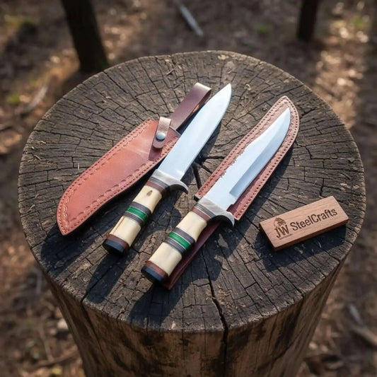Frontier Jim Bowie Knife Set, High Polished Matched Pair | JW SteelCrafts