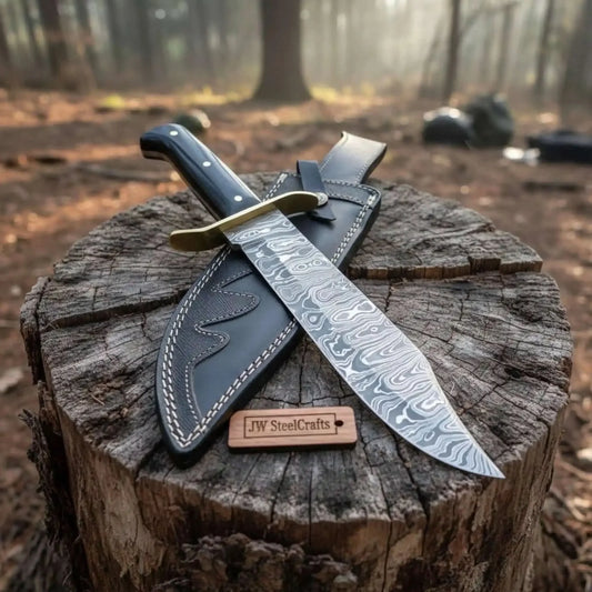 Sheffield Clip Point Bowie Knife Handmade Brass Clip JW SteelCrafts