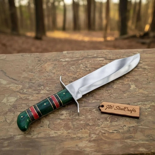 Sheffield Clip Point Bowie Knife with Carbon Steel Blade and Pakka Wood Handle