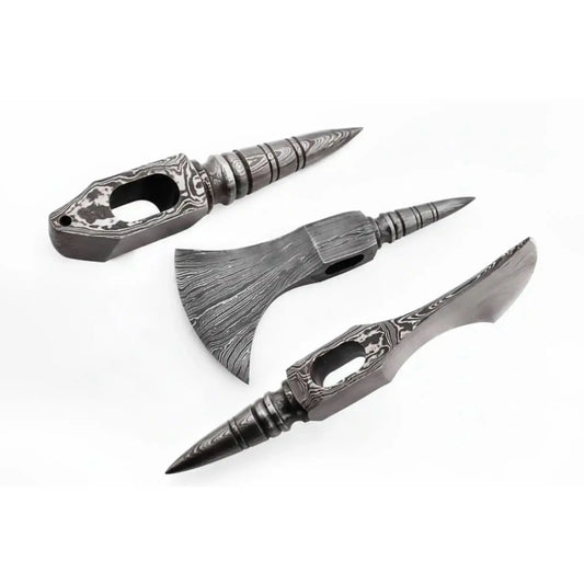 Shadowfang Bearded Axehead 8" Handmade Damascus Steel Viking Style Head