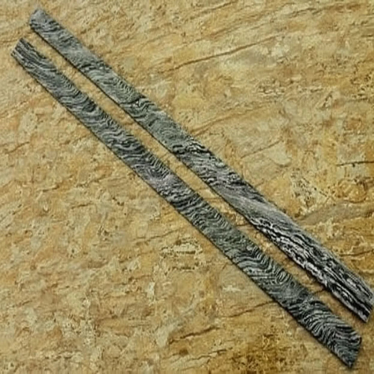 Ridgeline Damascus Steel Bar 20" Pair 1.5" Wide Pattern Welded Stock for Knife Blades and Tool Making