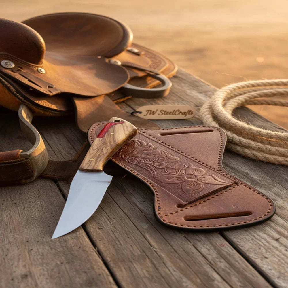 Rancher's Dualwood Cowboy Knife 7" Handmade Pakka and Olive Wood Handle