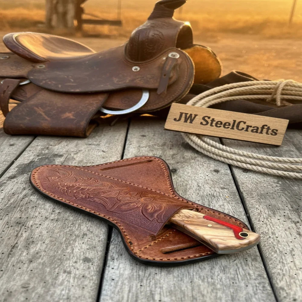 Rancher's Dualwood Cowboy Knife 7" Handmade Pakka and Olive Wood Handle