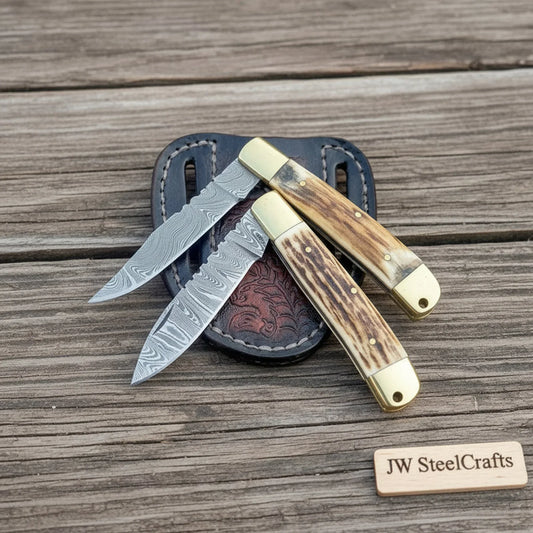 Stagpoint Lockback knife Set with Synthetic Stag Handle