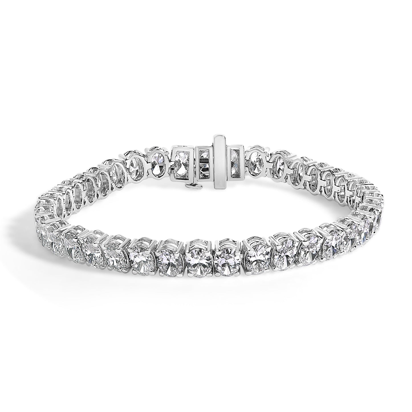 IGI Certified 14K White Gold 15.0 Cttw Oval Cut Lab Grown Diamond Tennis Bracelet