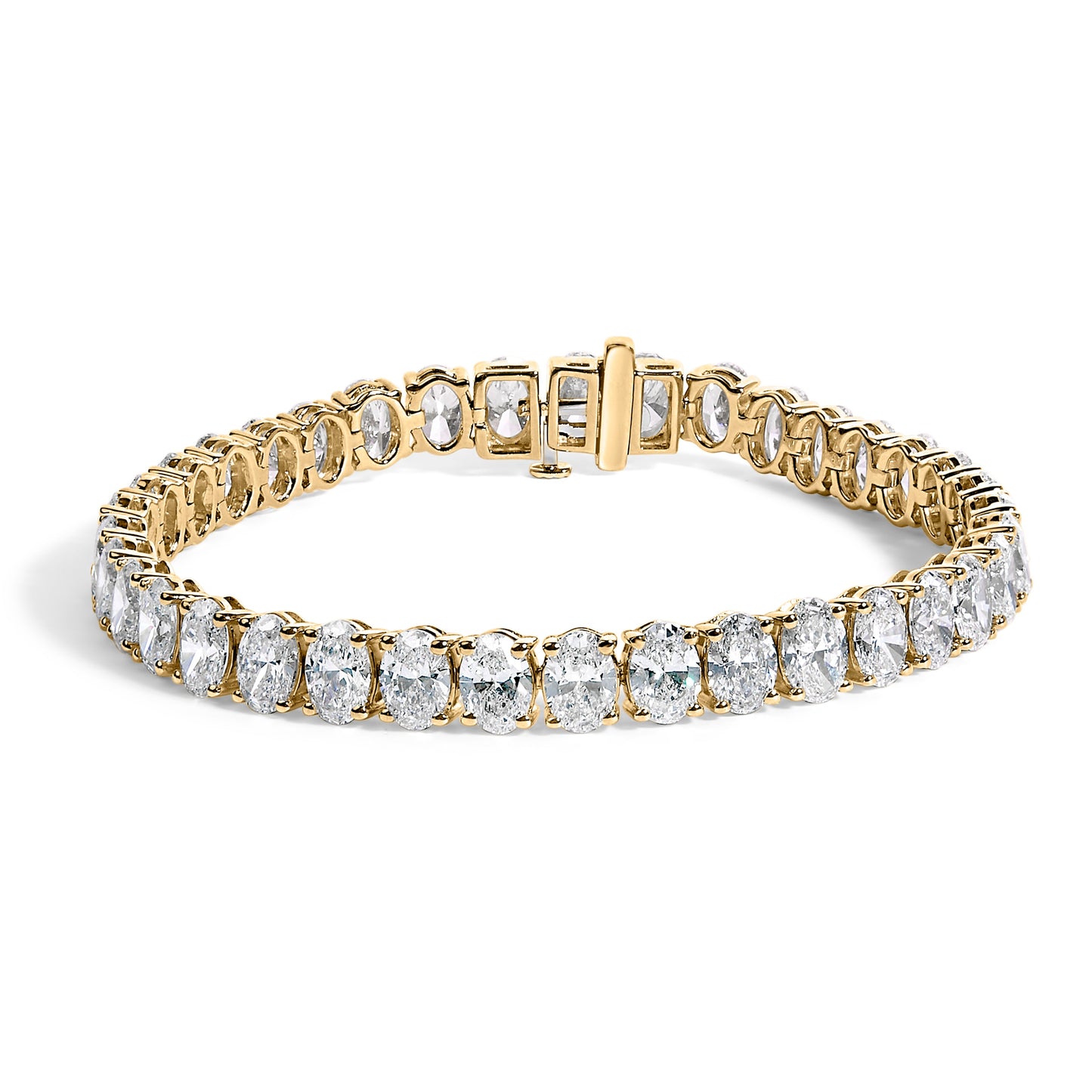 IGI Certified 14K White Gold 15.0 Cttw Oval Cut Lab Grown Diamond Tennis Bracelet