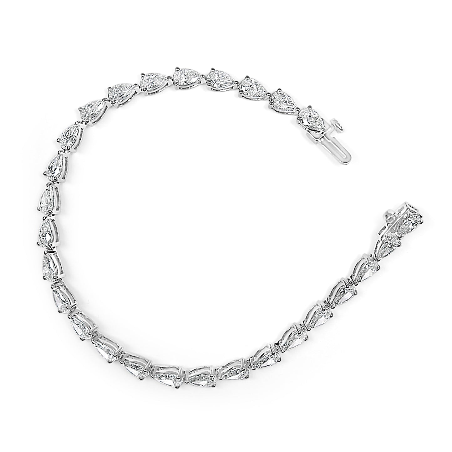 IGI Certified 14K White Gold 12.0 Cttw Pear Cut Lab Grown Diamond Tennis Bracelet