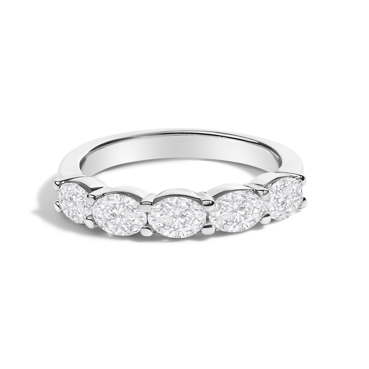 14K White Gold 1 1/4 Cttw Lab Grown Oval East West Band Ring