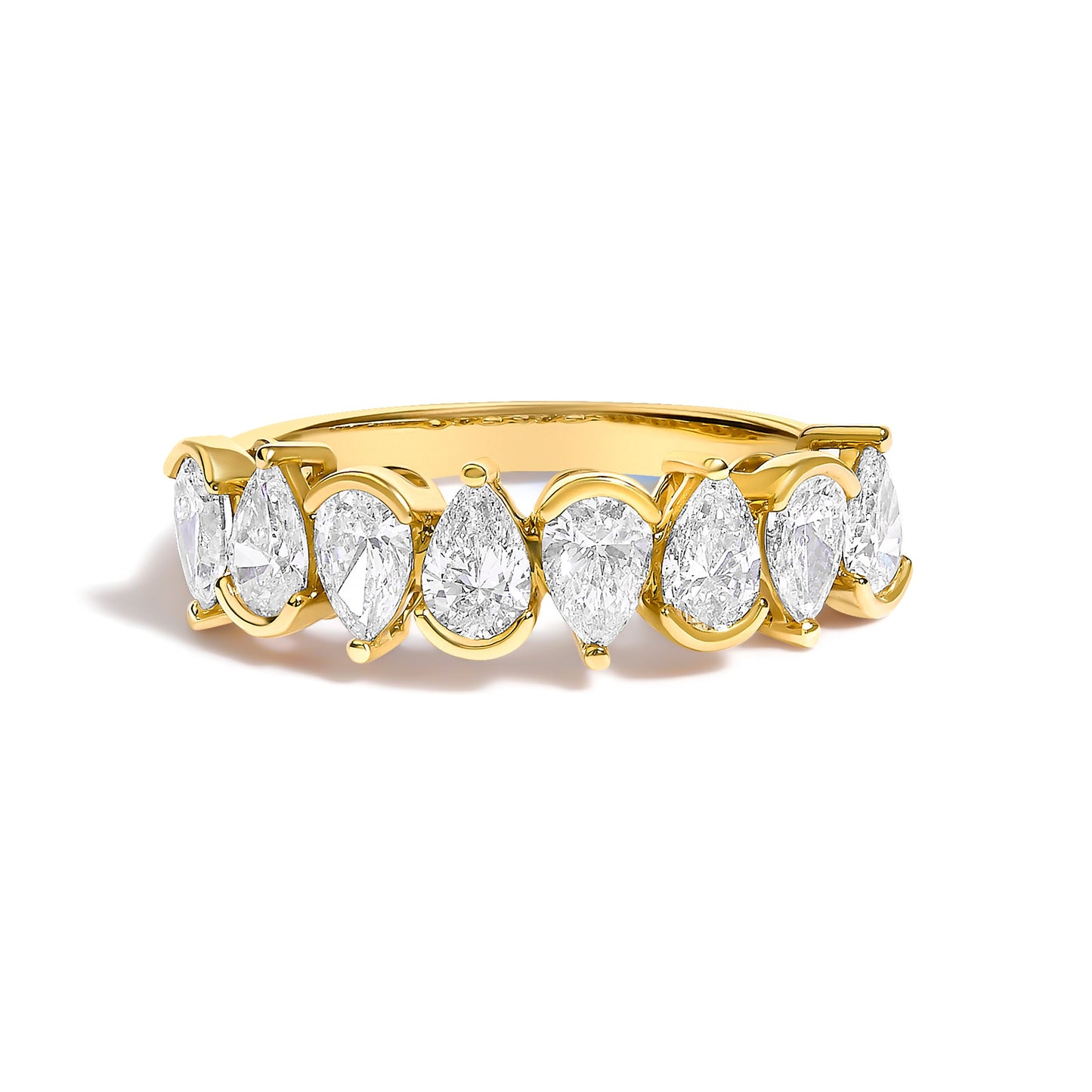 14K White Gold 1 2/3 Cttw Lab Grown Pear Diamond Band Ring Bezel Setting