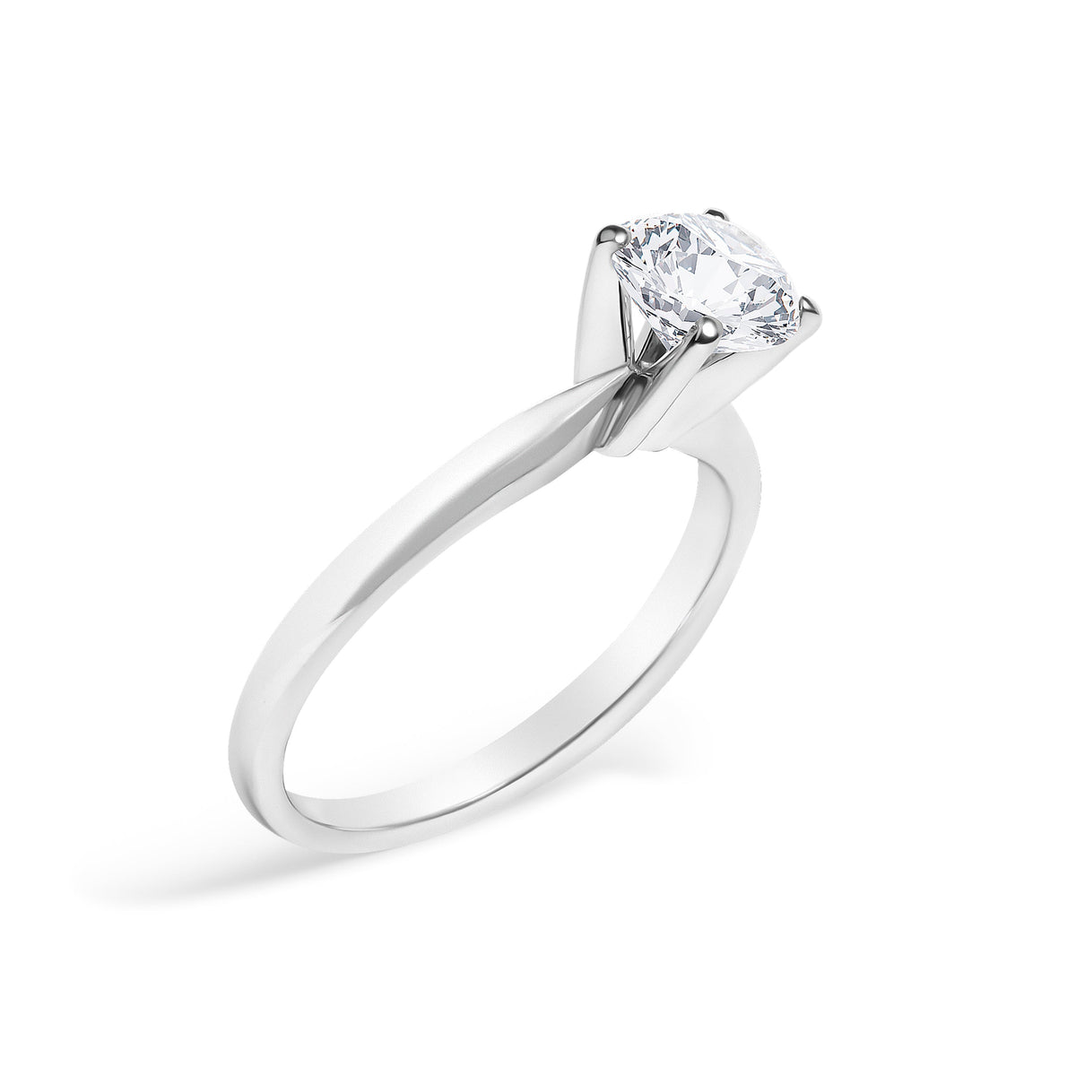 14K White Gold 1.00 Cttw Round Lab Grown Diamond Solitaire Ring