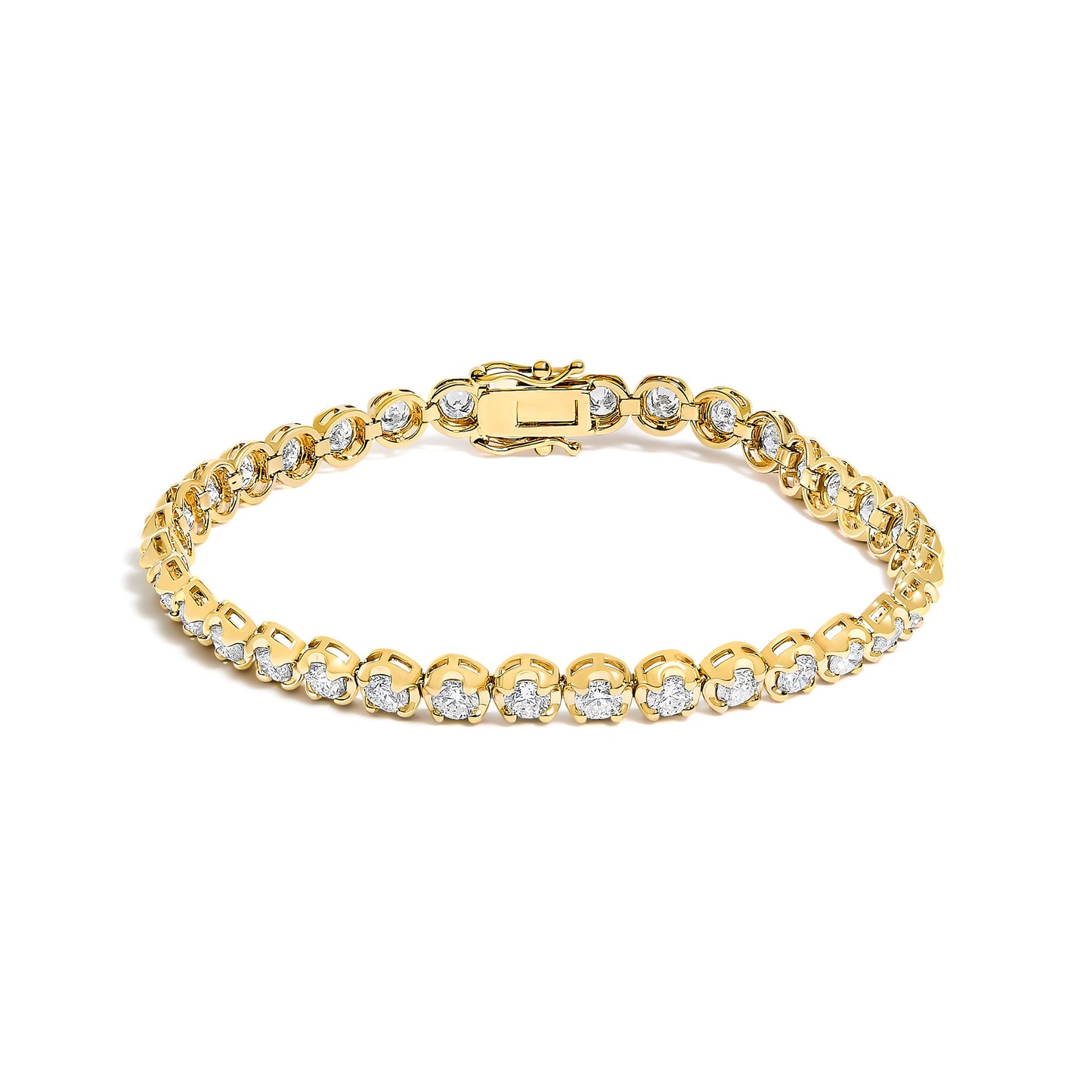 14K Yellow Gold 5.0 Cttw Diamond Scalloped Link Tennis Bracelet